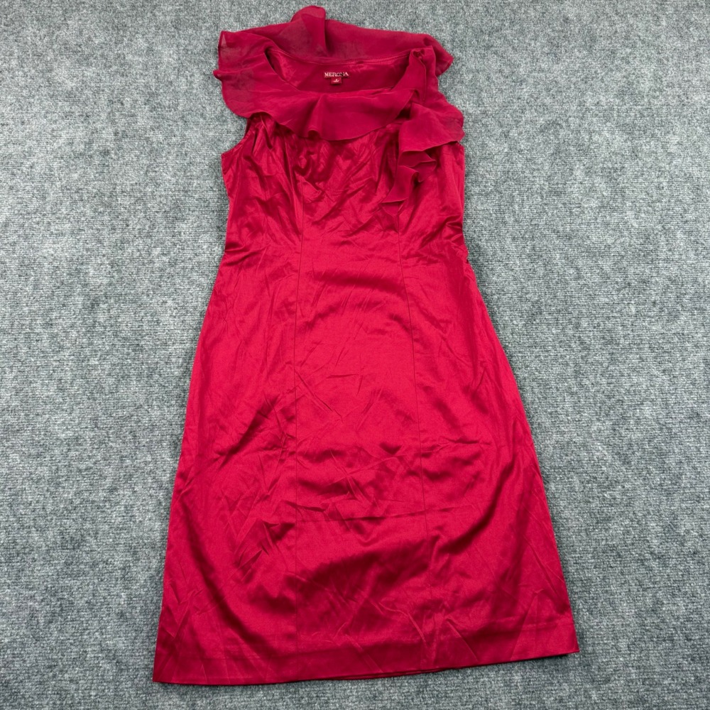 Merona Red Ruffle Neck Sleeveless Sheath Dress Size 4 F16826606 Women's